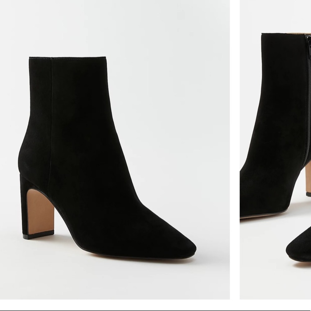 NEW - Suede Heel Booties, Ann Taylor
